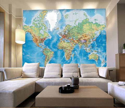 Image of Business World Map 1 Wallpaper Wall Decals Wall Art Wall Print Mural Home Decor Gift Office
