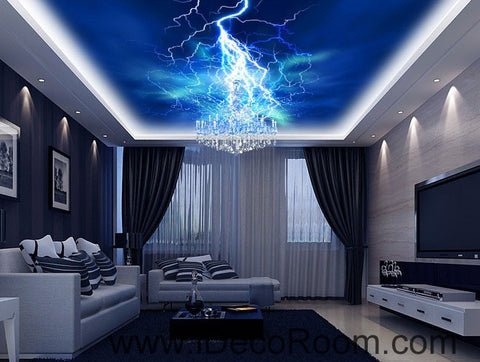 Image of Lightning Dark Blue Sky 00060 Ceiling Wall Mural Wall paper Decal Wall Art Print Decor Kids wallpaper