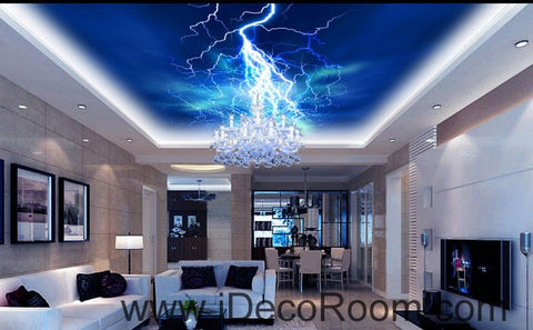 Image of Lightning Dark Blue Sky 00060 Ceiling Wall Mural Wall paper Decal Wall Art Print Decor Kids wallpaper