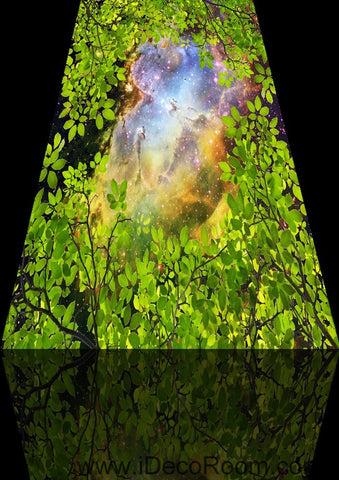 Image of Green Tree Leaves Night Sky 00064 Ceiling Wall Mural Wall paper Decal Wall Art Print Decor Kids wallpaper