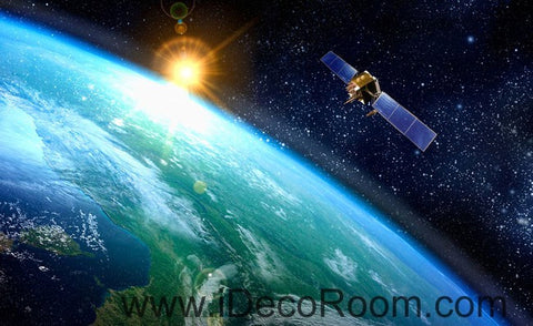 Image of Sun Earth Ourterspace Satellite 00076 Ceiling Wall Mural Wall paper Decal Wall Art Print Decor Kids wallpaper