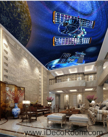 Image of Satellite Earth Outerspace Planet 00078 Ceiling Wall Mural Wall paper Decal Wall Art Print Decor Kids wallpaper