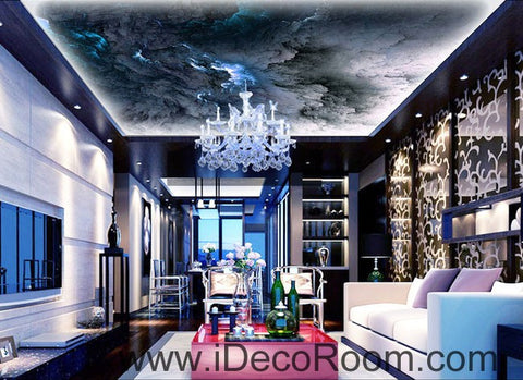 Image of Grey abstract Smoke Clouds 00084 Ceiling Wall Mural Wall paper Decal Wall Art Print Decor Kids wallpaper