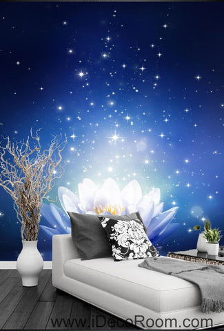 Image of Blue Lotus Star Night 00095 Ceiling Wall Mural Wall paper Decal Wall Art Print Decor Kids wallpaper
