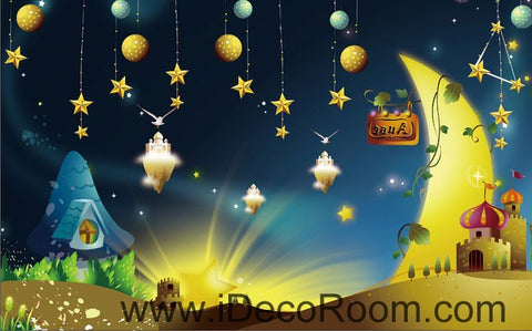 Image of Fairy Tale Star Night Moon 00097 Ceiling Wall Mural Wall paper Decal Wall Art Print Decor Kids wallpaper