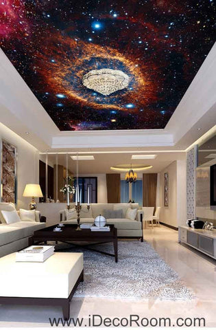 Image of Nebula Star Cirble Universe Wallpaper Wall Decals Wall Art Print Business Kids Wall Paper Nursery Mural Home Decor Removable Wall Stickers Ceiling Decal