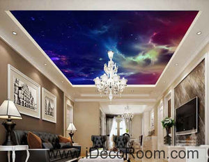 Galaxy Night Sky Star Light Wallpaper Wall Decals Wall Art Print Business Kids Wall Paper Nursery Mural Home Decor Removable Wall Stickers Ceiling Decal