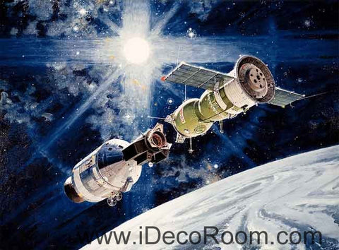 Image of Outer Space Star Sun Lignt Wallpaper Wall Decals Wall Art Print Business Kids Wall Paper Nursery Mural Home Decor Removable Wall Stickers Ceiling Decal