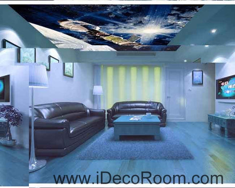 Image of Outer Space Star Sun Lignt Wallpaper Wall Decals Wall Art Print Business Kids Wall Paper Nursery Mural Home Decor Removable Wall Stickers Ceiling Decal