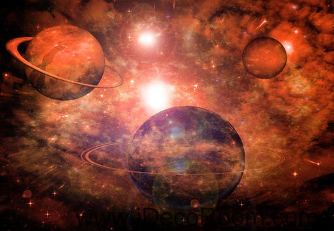 Image of Nebula Red Planet Wallpaper Wall Decals Wall Art Print Business Kids Wall Paper Nursery Mural Home Decor Removable Wall Stickers Ceiling Decal