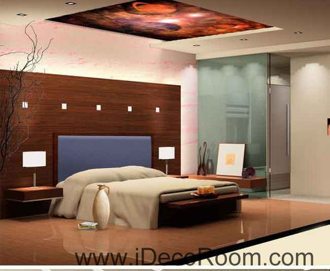 Image of Nebula Red Planet Wallpaper Wall Decals Wall Art Print Business Kids Wall Paper Nursery Mural Home Decor Removable Wall Stickers Ceiling Decal