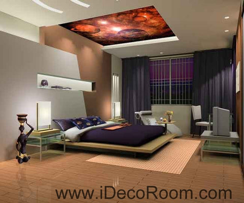 Image of Nebula Red Planet Wallpaper Wall Decals Wall Art Print Business Kids Wall Paper Nursery Mural Home Decor Removable Wall Stickers Ceiling Decal