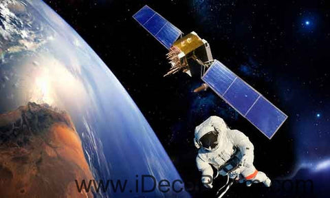 Image of Space Craft Astronaut Outerspace Wallpaper Wall Decals Wall Art Print Business Kids Wall Paper Nursery Mural Home Decor Removable Wall Stickers Ceiling Decal