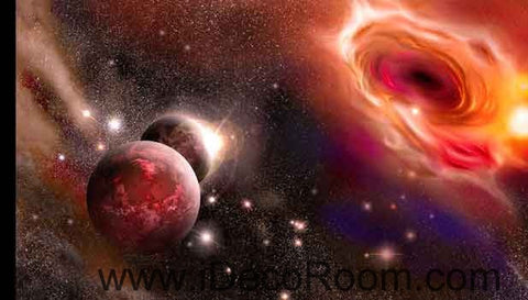 Image of Planets Outerspace Galaxy Wallpaper Wall Decals Wall Art Print Business Kids Wall Paper Nursery Mural Home Decor Removable Wall Stickers Ceiling Decal