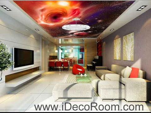 Image of Planets Outerspace Galaxy Wallpaper Wall Decals Wall Art Print Business Kids Wall Paper Nursery Mural Home Decor Removable Wall Stickers Ceiling Decal