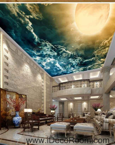 Image of Sunlignt Solar Clouds Wallpaper Wall Decals Wall Art Print Business Kids Wall Paper Nursery Mural Home Decor Removable Wall Stickers Ceiling Decal