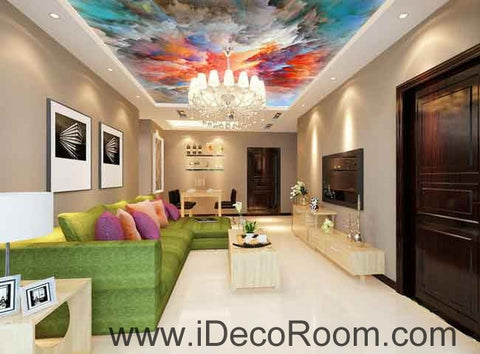 Image of Abstract Clouds Color Pattern Wallpaper Wall Decals Wall Art Print Business Kids Wall Paper Nursery Mural Home Decor Removable Wall Stickers Ceiling Decal