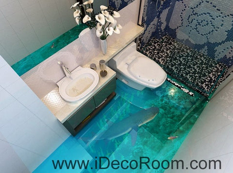 Image of Shark Under the Sea Fish 00019 Floor Decals 3D Wallpaper Wall Mural Stickers Print Art Bathroom Decor Living Room Kitchen Waterproof Business Home Office Gift