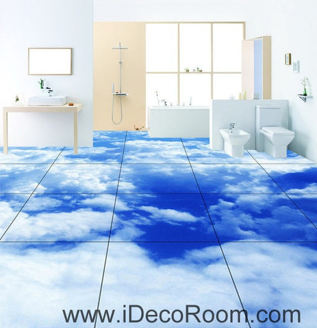 Image of Blue Sky Clouds 00020 Floor Decals 3D Wallpaper Wall Mural Stickers Print Art Bathroom Decor Living Room Kitchen Waterproof Business Home Office Gift