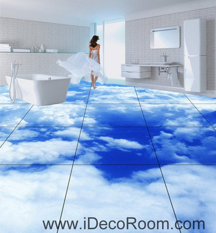 Image of Blue Sky Clouds 00020 Floor Decals 3D Wallpaper Wall Mural Stickers Print Art Bathroom Decor Living Room Kitchen Waterproof Business Home Office Gift