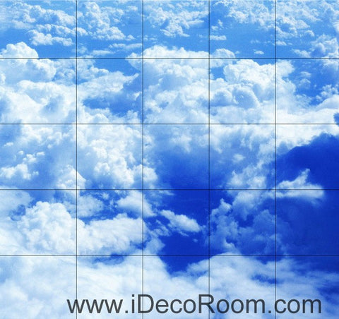 Image of Blue Sky Clouds 00020 Floor Decals 3D Wallpaper Wall Mural Stickers Print Art Bathroom Decor Living Room Kitchen Waterproof Business Home Office Gift