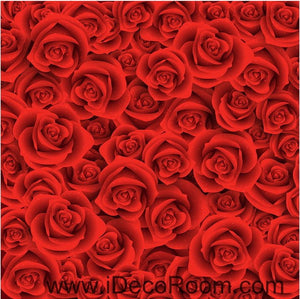 Full Red Romantic Roses 00022 Floor Decals 3D Wallpaper Wall Mural Stickers Print Art Bathroom Decor Living Room Kitchen Waterproof Business Home Office Gift