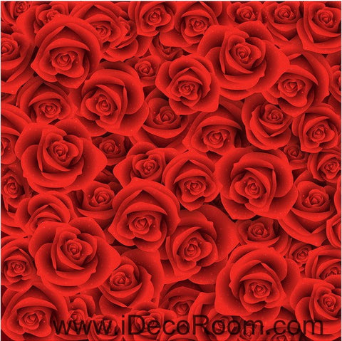 Image of Full Red Romantic Roses 00022 Floor Decals 3D Wallpaper Wall Mural Stickers Print Art Bathroom Decor Living Room Kitchen Waterproof Business Home Office Gift