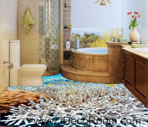 Image of White Coral Under the Sea 00026 Floor Decals 3D Wallpaper Wall Mural Stickers Print Art Bathroom Decor Living Room Kitchen Waterproof Business Home Office Gift