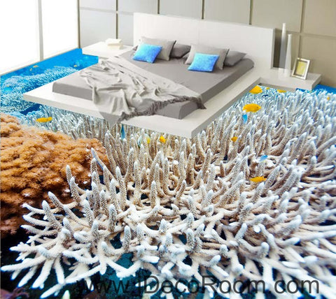 Image of White Coral Under the Sea 00026 Floor Decals 3D Wallpaper Wall Mural Stickers Print Art Bathroom Decor Living Room Kitchen Waterproof Business Home Office Gift