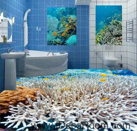 Image of White Coral Under the Sea 00026 Floor Decals 3D Wallpaper Wall Mural Stickers Print Art Bathroom Decor Living Room Kitchen Waterproof Business Home Office Gift