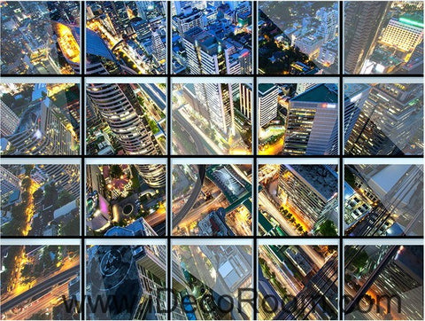 Image of Glass Roof Effect City Night 00031 Floor Decals 3D Wallpaper Wall Mural Stickers Print Art Bathroom Decor Living Room Kitchen Waterproof Business Home Office Gift