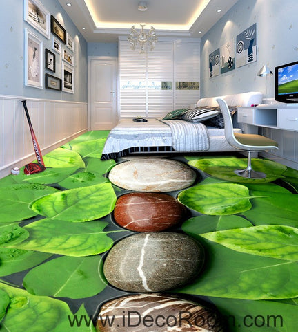 Image of Stone Line Large Leaves 00036 Floor Decals 3D Wallpaper Wall Mural Stickers Print Art Bathroom Decor Living Room Kitchen Waterproof Business Home Office Gift