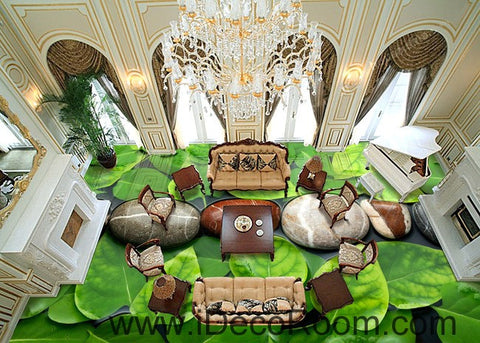 Image of Stone Line Large Leaves 00036 Floor Decals 3D Wallpaper Wall Mural Stickers Print Art Bathroom Decor Living Room Kitchen Waterproof Business Home Office Gift