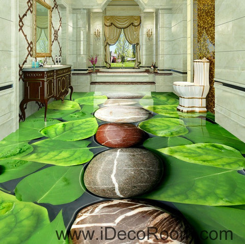 Image of Stone Line Large Leaves 00036 Floor Decals 3D Wallpaper Wall Mural Stickers Print Art Bathroom Decor Living Room Kitchen Waterproof Business Home Office Gift