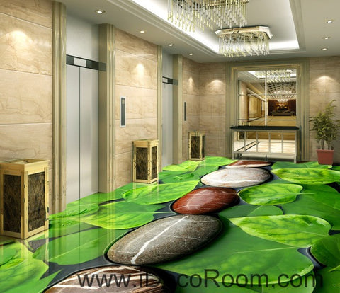 Image of Stone Line Large Leaves 00036 Floor Decals 3D Wallpaper Wall Mural Stickers Print Art Bathroom Decor Living Room Kitchen Waterproof Business Home Office Gift