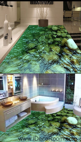 Image of Clear Water Steam Stone 00052 Floor Decals 3D Wallpaper Wall Mural Stickers Print Art Bathroom Decor Living Room Kitchen Waterproof Business Home Office Gift