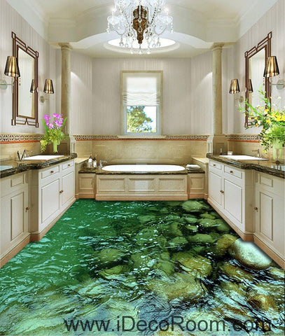 Image of Clear Water Steam Stone 00052 Floor Decals 3D Wallpaper Wall Mural Stickers Print Art Bathroom Decor Living Room Kitchen Waterproof Business Home Office Gift