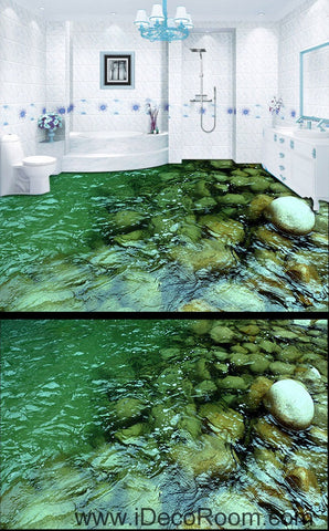 Image of Clear Water Steam Stone 00052 Floor Decals 3D Wallpaper Wall Mural Stickers Print Art Bathroom Decor Living Room Kitchen Waterproof Business Home Office Gift