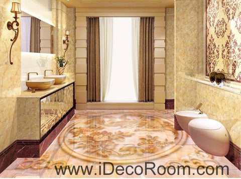 Image of Phoenix Peony Flower Pattern 00057 Floor Decals 3D Wallpaper Wall Mural Stickers Print Art Bathroom Decor Living Room Kitchen Waterproof Business Home Office Gift