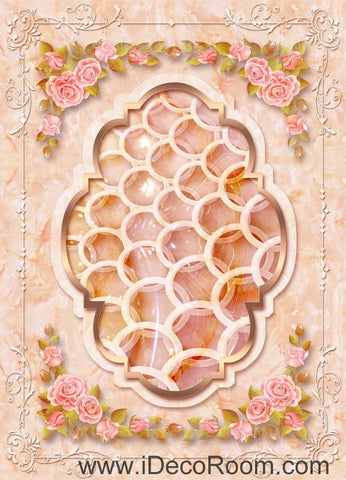 Image of Rose Edge Circle Carpet Shape 00060 Floor Decals 3D Wallpaper Wall Mural Stickers Print Art Bathroom Decor Living Room Kitchen Waterproof Business Home Office Gift