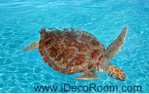Image of Giant Turtle in the Sea Ocean 00065 Floor Decals 3D Wallpaper Wall Mural Stickers Print Art Bathroom Decor Living Room Kitchen Waterproof Business Home Office Gift