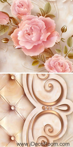 Image of Large Rose Leaves Edge Pattern 00066 Floor Decals 3D Wallpaper Wall Mural Stickers Print Art Bathroom Decor Living Room Kitchen Waterproof Business Home Office Gift