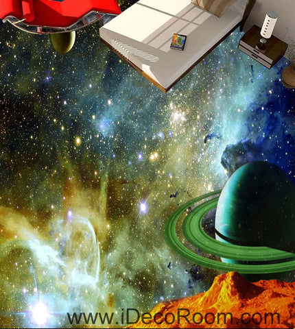 Image of Saturn Planet Nebula 00071 Floor Decals 3D Wallpaper Wall Mural Stickers Print Art Bathroom Decor Living Room Kitchen Waterproof Business Home Office Gift