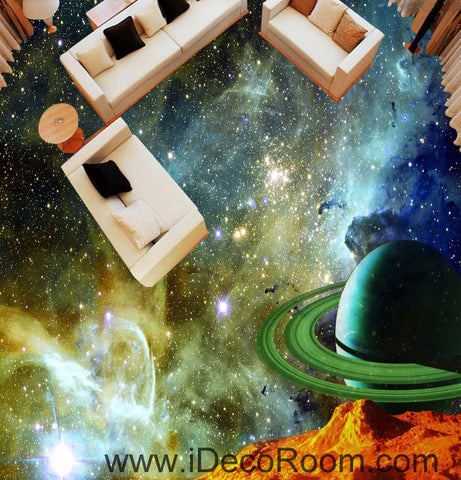 Image of Saturn Planet Nebula 00071 Floor Decals 3D Wallpaper Wall Mural Stickers Print Art Bathroom Decor Living Room Kitchen Waterproof Business Home Office Gift