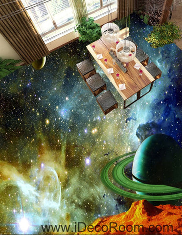 Image of Saturn Planet Nebula 00071 Floor Decals 3D Wallpaper Wall Mural Stickers Print Art Bathroom Decor Living Room Kitchen Waterproof Business Home Office Gift