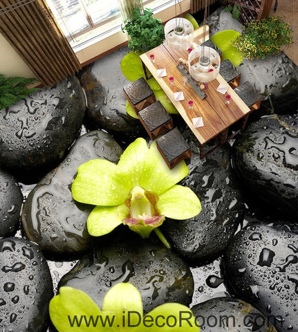 Image of Orchid Stone 00072 Floor Decals 3D Wallpaper Wall Mural Stickers Print Art Bathroom Decor Living Room Kitchen Waterproof Business Home Office Gift