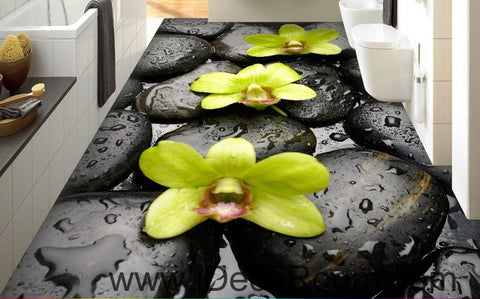 Image of Orchid Stone 00072 Floor Decals 3D Wallpaper Wall Mural Stickers Print Art Bathroom Decor Living Room Kitchen Waterproof Business Home Office Gift