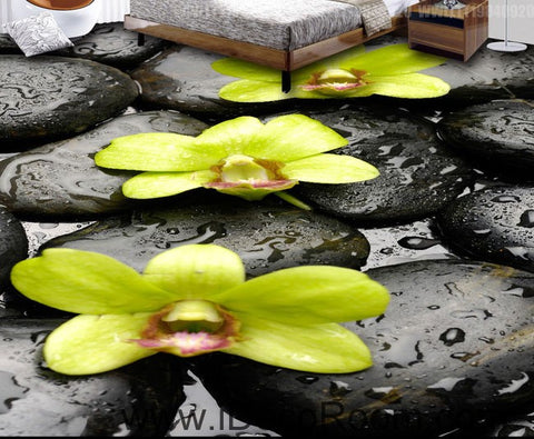 Image of Orchid Stone 00072 Floor Decals 3D Wallpaper Wall Mural Stickers Print Art Bathroom Decor Living Room Kitchen Waterproof Business Home Office Gift