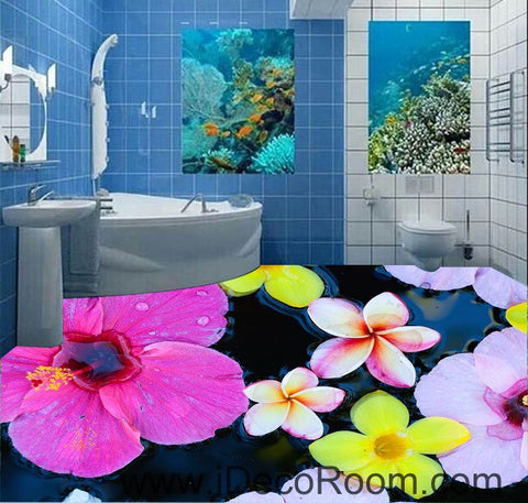 Image of Large Tropical Flower 00077 Floor Decals 3D Wallpaper Wall Mural Stickers Print Art Bathroom Decor Living Room Kitchen Waterproof Business Home Office Gift