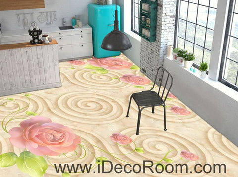 Image of Rose Flower Swirl 00079 Floor Decals 3D Wallpaper Wall Mural Stickers Print Art Bathroom Decor Living Room Kitchen Waterproof Business Home Office Gift